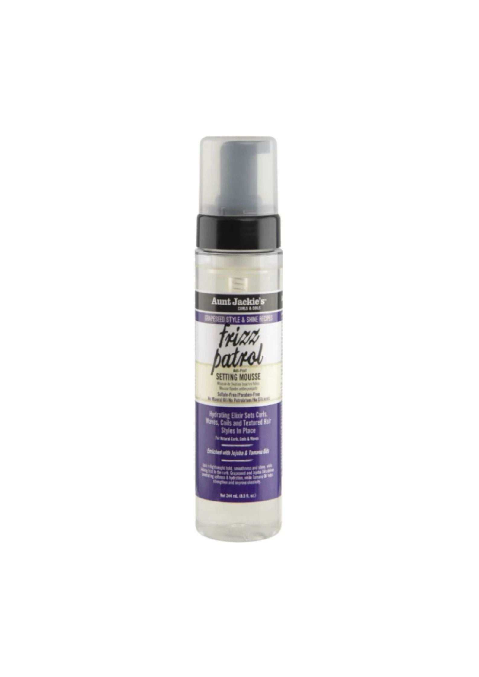 Aunt Jackie's Grapeseed Frizz Patrol Mousse 244 ml – Lichte Styling Mousse tegen Pluis