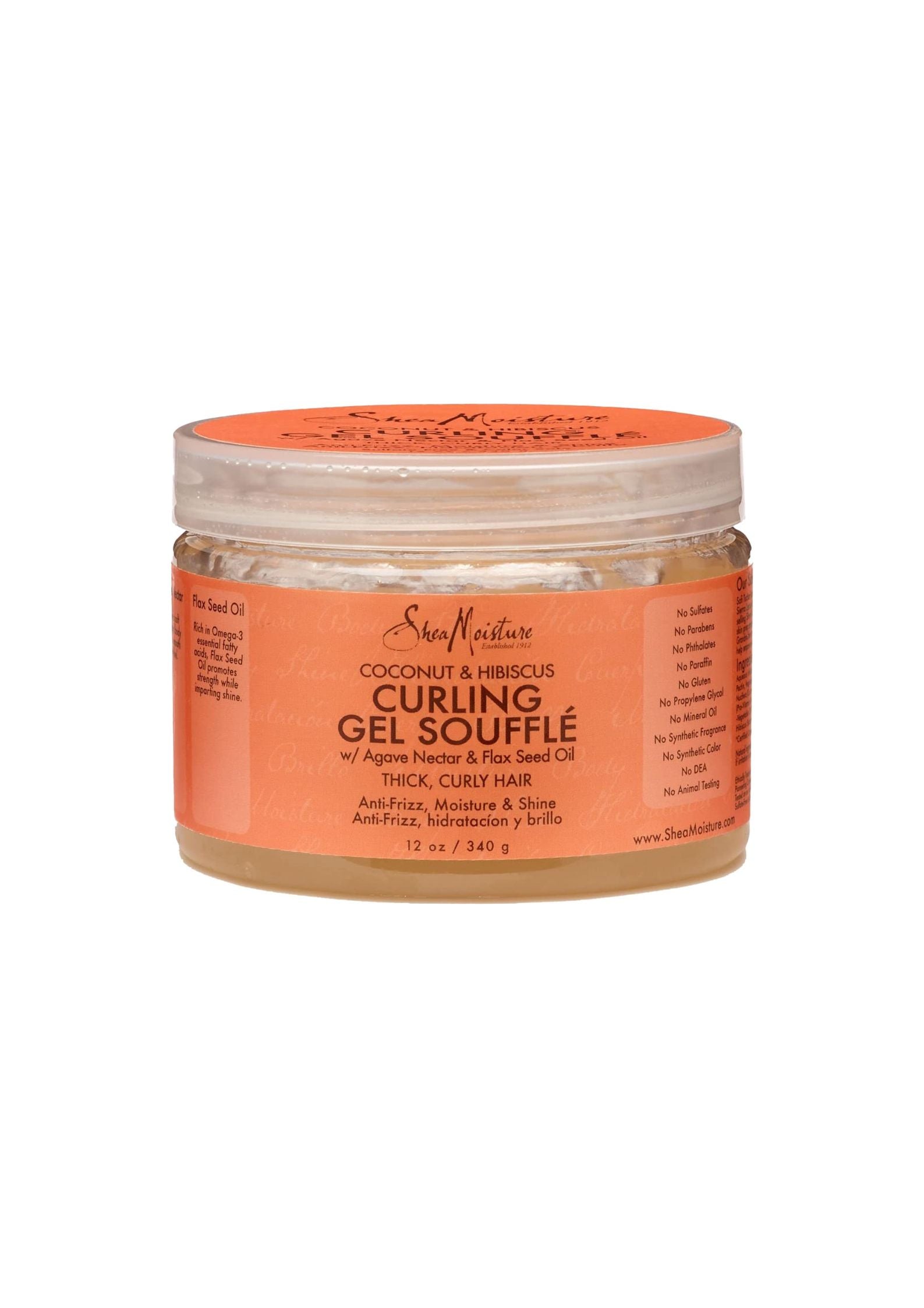 Shea Moisture Coconut & Hibiscus Curl Gel Soufflé 326 g – Verzorgende Gel voor Gedefinieerde, Glanzende Krullen