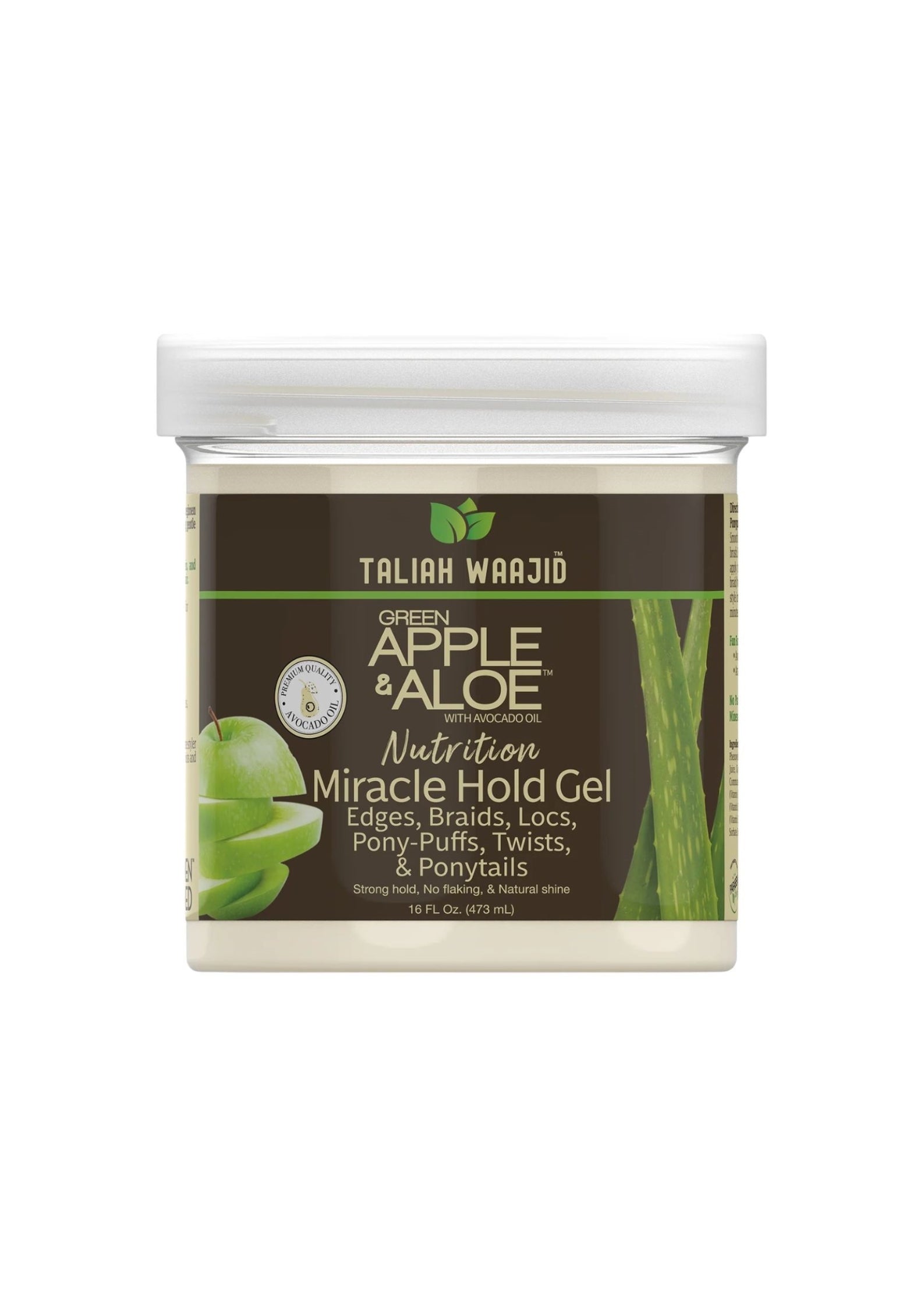 Taliah Waajid Green Apple & Aloe Nutrition Miracle Hold Gel 473ml – Extra Sterke Gel voor Langdurige Definitie en Maximale Pluiscontrole