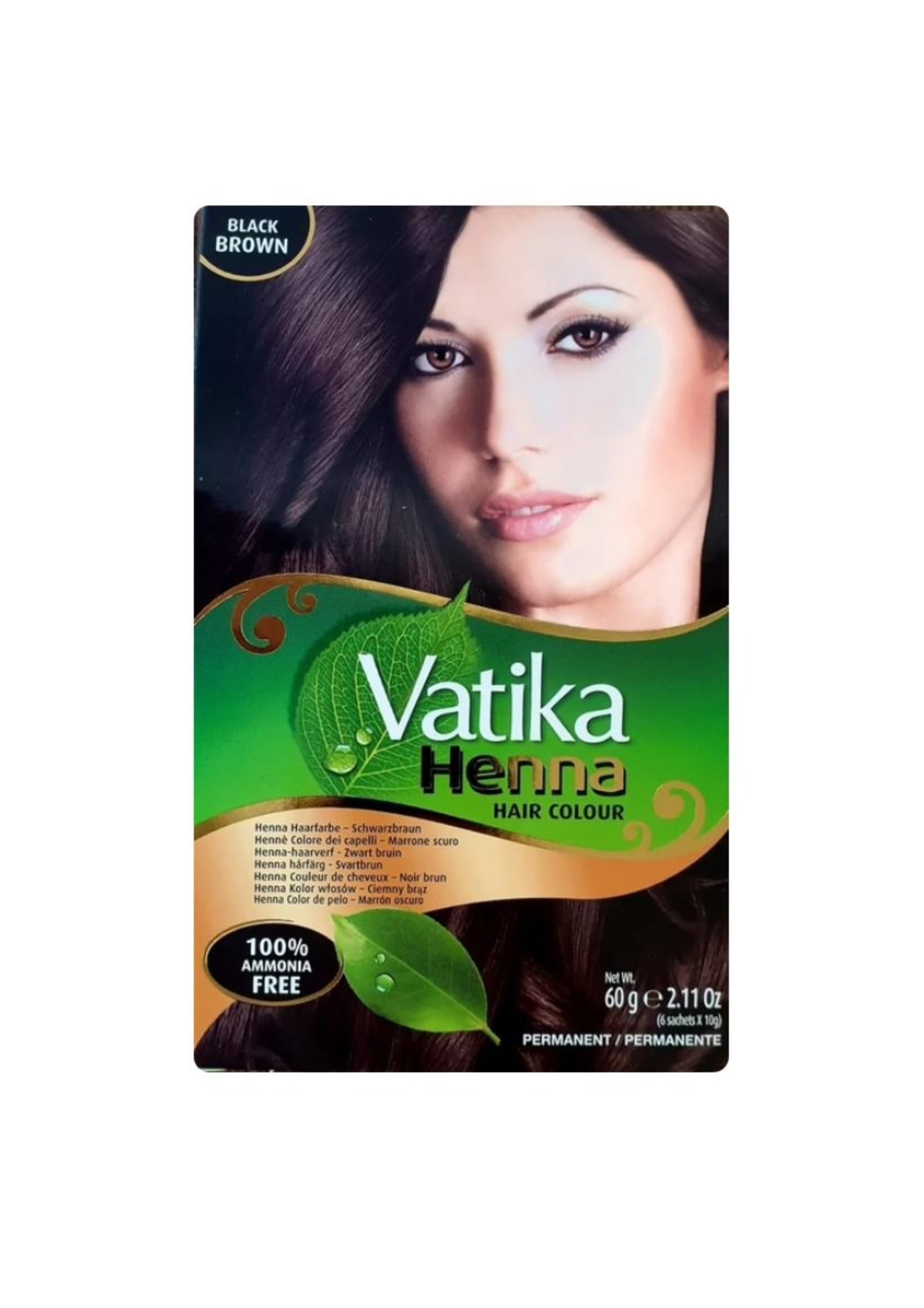 Dabur Vatika Henna Color 6x10g Sachets 60g – Natuurlijke Haarkleuring met Henna voor Rijke Kleur en Glans